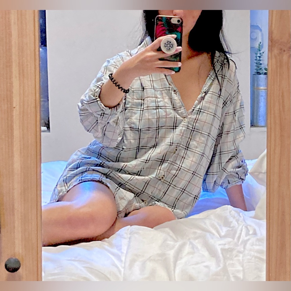 Faded baby blue flannel